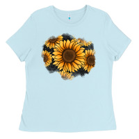 Baby Blue sunflower patch Ladies Tee - Jasminsmagicworld