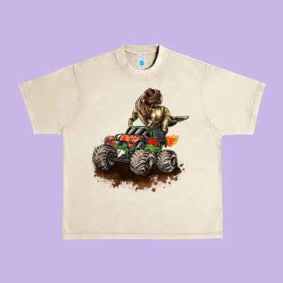 Monster Truck And T Rex Dinosaur Urban Heavy Tee Designed By Lillyallendesigns