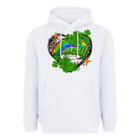 White lucky heart St. Patricks Day Heavyweight Hoodie - FaDigitalArtStudio
