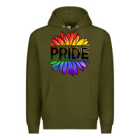 Army Green hippie pride sunflowers Premium Hoodie - OliviaCreatesArt