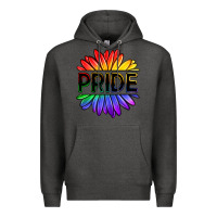 Charcoal Heather hippie pride sunflowers Premium Hoodie - OliviaCreatesArt