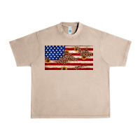 French Oak American flag leopard sunflower Urban Heavy Tee - JahusDesignShop