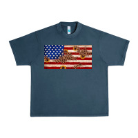 Midnight Navy American flag leopard sunflower Urban Heavy Tee - JahusDesignShop
