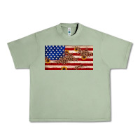 Oil Green American flag leopard sunflower Urban Heavy Tee - JahusDesignShop