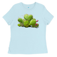 Baby Blue desert prickly pear cactus Ladies Tee - LillyAllenDesigns