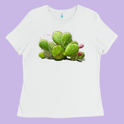 Desert Prickly Pear Cactus Ladies Tee Designed By Lillyallendesigns