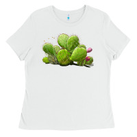 White desert prickly pear cactus Ladies Tee - LillyAllenDesigns