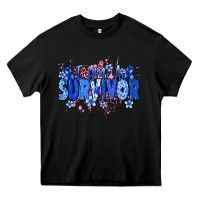 Black I am a survivor Colon Cancer blue ribbon Heavy Core Tee - NancyCooperArtShop