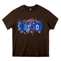 Chocolate Brown I am a survivor Colon Cancer blue ribbon Heavy Core Tee - NancyCooperArtShop