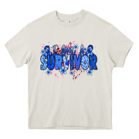 Cream I am a survivor Colon Cancer blue ribbon Heavy Core Tee - NancyCooperArtShop