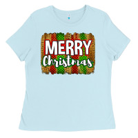 Baby Blue merry christmas brushstroke Ladies Tee - Jasminsmagicworld