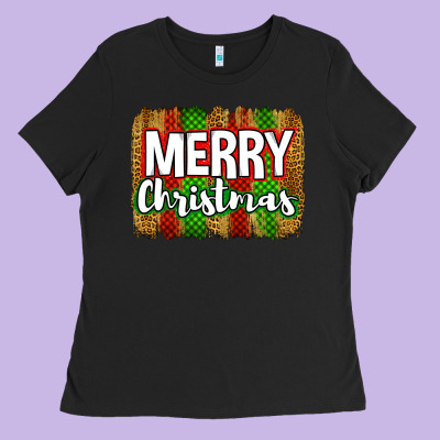 Merry Christmas Brushstroke Ladies Tee Designed By Jasminsmagicworld