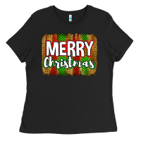 Black merry christmas brushstroke Ladies Tee - Jasminsmagicworld