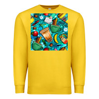Lemon school boy coffe cup with camouflage seamless pattern bbs Premium Sweatshirt - BundleAndBundleShop