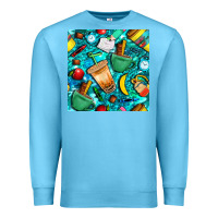 Ocean Blue school boy coffe cup with camouflage seamless pattern bbs Premium Sweatshirt - BundleAndBundleShop