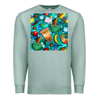 Seafoam school boy coffe cup with camouflage seamless pattern bbs Premium Sweatshirt - BundleAndBundleShop
