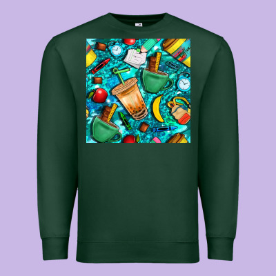 School Boy Coffe Cup With Camouflage Seamless Pattern Bbs Premium Sweatshirt Designed By Bundleandbundleshop