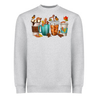 Heather Grey Thankful Coffee Cups Heavyweight Sweatshirt - texasbilliewilder