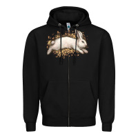Black Bunny Rabbit leopard Easter Day Zipper Hoodie - HowdyJamesFarm