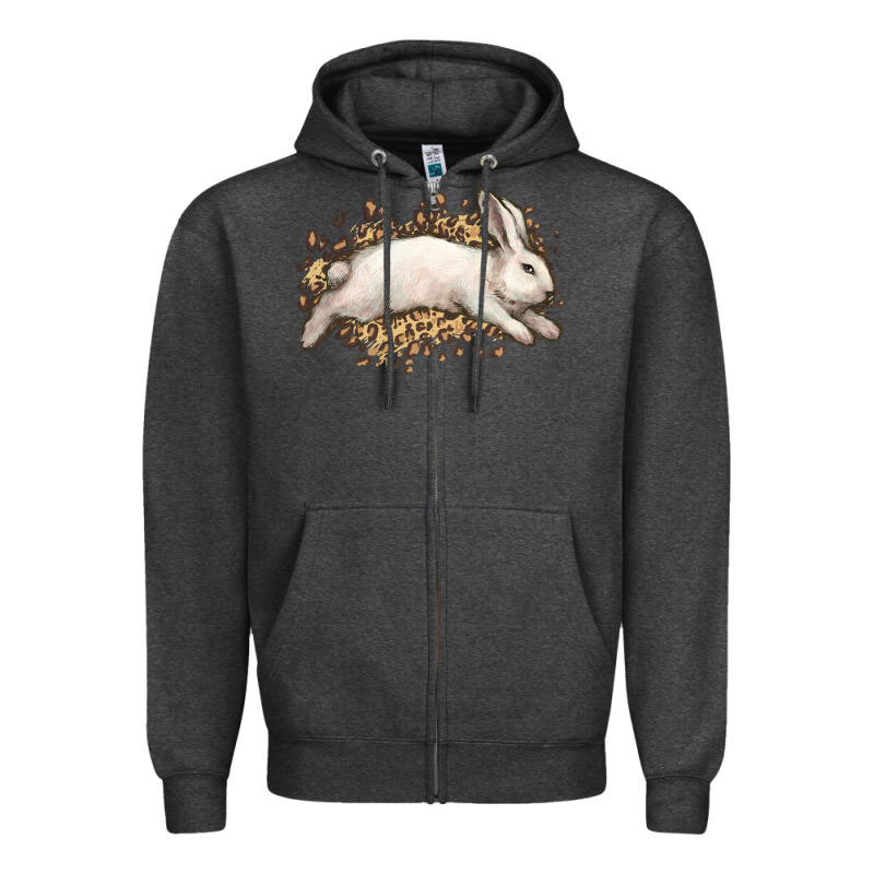 Bunny Rabbit Leopard Easter Day Zipper Hoodie by HowdyJamesFarm | Teevron