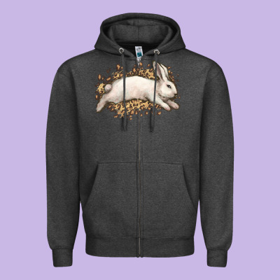Bunny Rabbit Leopard Easter Day Zipper Hoodie Designed By Howdyjamesfarm