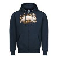 Navy Bunny Rabbit leopard Easter Day Zipper Hoodie - HowdyJamesFarm