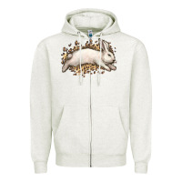 Oatmeal Heather Bunny Rabbit leopard Easter Day Zipper Hoodie - HowdyJamesFarm