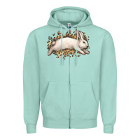 Seafoam Bunny Rabbit leopard Easter Day Zipper Hoodie - HowdyJamesFarm