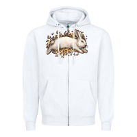 White Bunny Rabbit leopard Easter Day Zipper Hoodie - HowdyJamesFarm