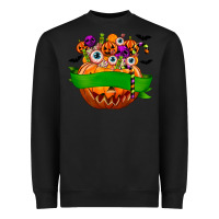 Black Personalized Boy Halloween Candy Heavyweight Sweatshirt - texasbilliewilder