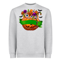 Heather Grey Personalized Boy Halloween Candy Heavyweight Sweatshirt - texasbilliewilder