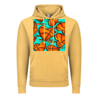 Vintage Mustard basketball hearts with leopard seamless pattern Vintage Hoodie - BundleAndBundleShop