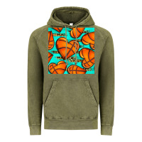 Vintage Olive basketball hearts with leopard seamless pattern Vintage Hoodie - BundleAndBundleShop