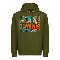Army Green mom of twins western brushstroke Premium Hoodie - OliviaCreatesArt