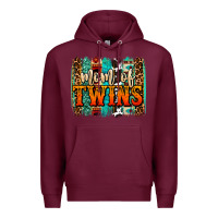 Burgundy mom of twins western brushstroke Premium Hoodie - OliviaCreatesArt