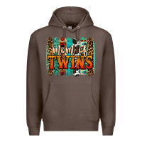 Coffee mom of twins western brushstroke Premium Hoodie - OliviaCreatesArt