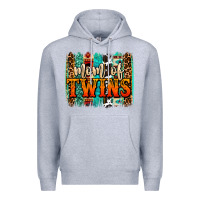 Heather Grey mom of twins western brushstroke Premium Hoodie - OliviaCreatesArt