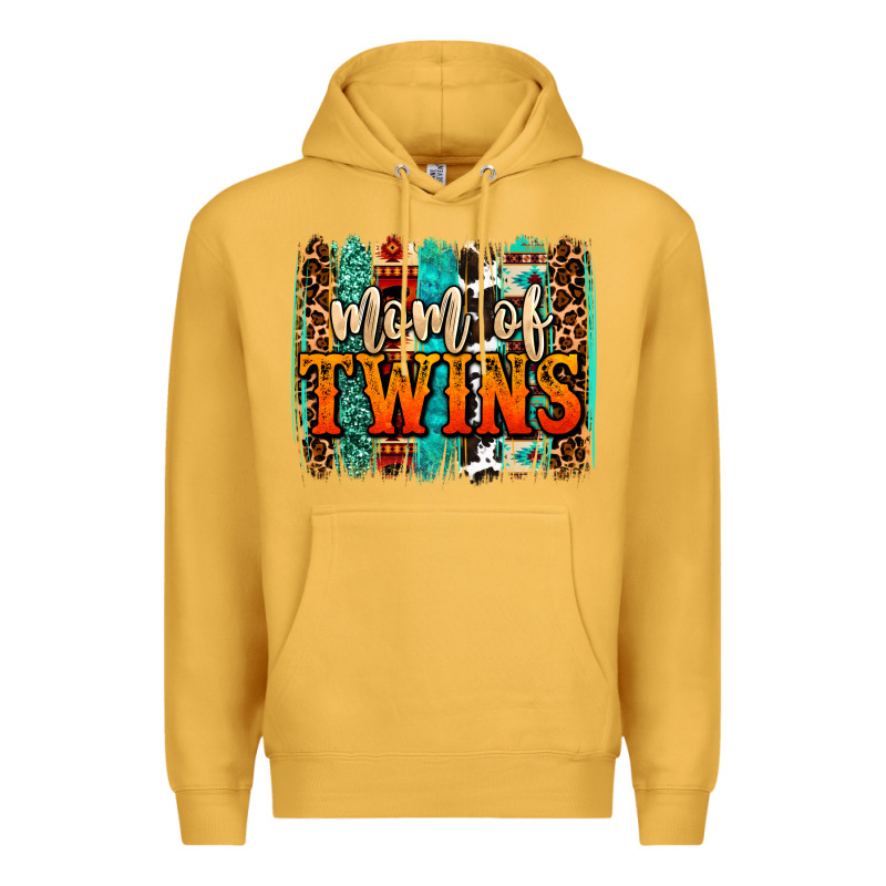 Mom Of Twins Western Brushstroke Premium Hoodie by OliviaCreatesArt | Teevron