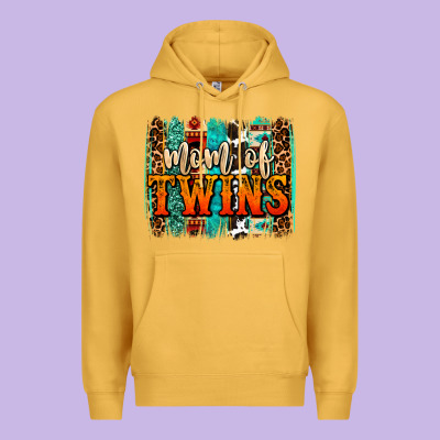 Mom Of Twins Western Brushstroke Premium Hoodie Designed By Oliviacreatesart