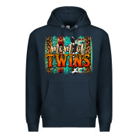 Navy mom of twins western brushstroke Premium Hoodie - OliviaCreatesArt