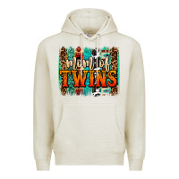 Oatmeal Heather mom of twins western brushstroke Premium Hoodie - OliviaCreatesArt