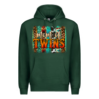 Sports Green mom of twins western brushstroke Premium Hoodie - OliviaCreatesArt