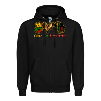 Black Peace love Juneteenth Zipper Hoodie - HowdyJamesFarm