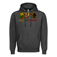 Charcoal Heather Peace love Juneteenth Zipper Hoodie - HowdyJamesFarm