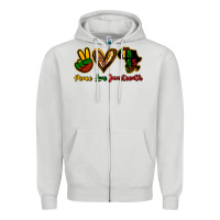 Dove Grey Peace love Juneteenth Zipper Hoodie - HowdyJamesFarm