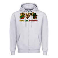 Heather Grey Peace love Juneteenth Zipper Hoodie - HowdyJamesFarm
