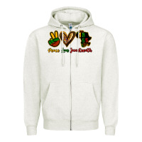 Oatmeal Heather Peace love Juneteenth Zipper Hoodie - HowdyJamesFarm