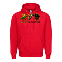 Red Peace love Juneteenth Zipper Hoodie - HowdyJamesFarm