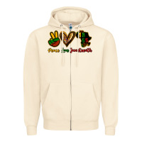 Sandshell Peace love Juneteenth Zipper Hoodie - HowdyJamesFarm