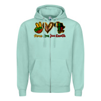 Seafoam Peace love Juneteenth Zipper Hoodie - HowdyJamesFarm